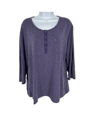 Kuhl Women's Trista Henley Stripe Scoop Neck Slub Knit Top Size XL